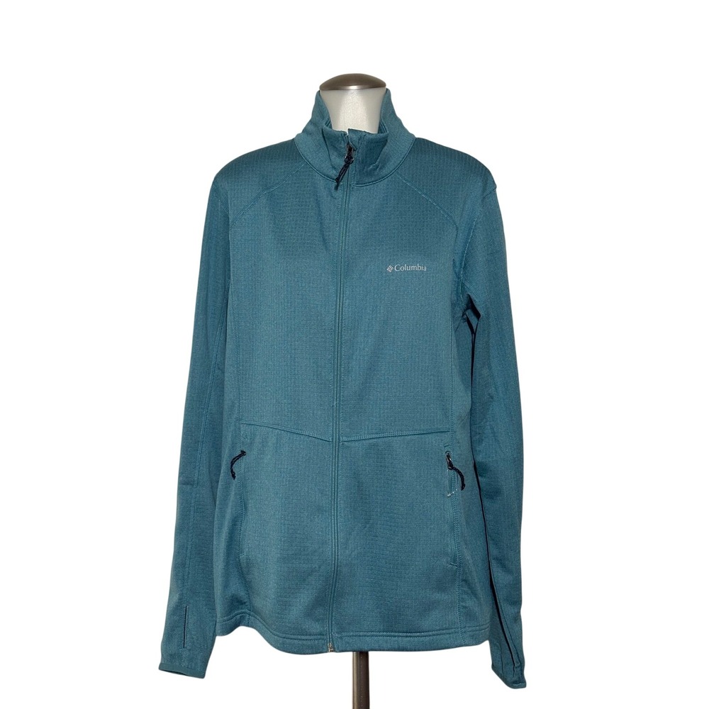 Columbia Full Zip Fleece Jacket Women XL Blue Good Thumbholes XK1627 NWoT- Flaw!